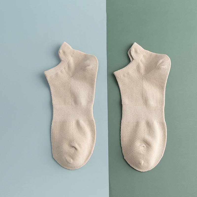1/4 Pairs Baumwolle Mann Kurze Socken Mode Atmungsaktive Junge Ankle Socken Komfortable Einfarbig Casual Socken Männliche Straße Fashions One size beige