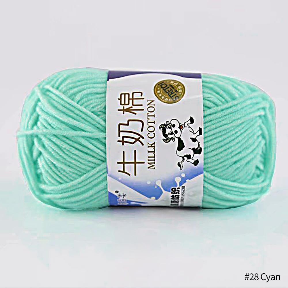 FEIJIEAST 50 g/Rolle Milch-Baumwollgarn, 5-lagig, Handstrickgarn, weich, warm, DIY-Baumwollfäden, Babywolle zum Handstricken, Häkelgarn cyanblau