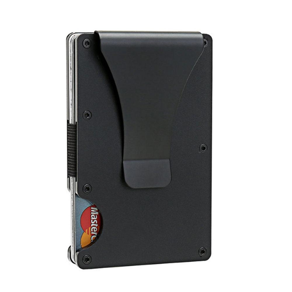 Minimalistische Geldbörse für Herren ARW Metall-Geldklammer-Geldbörse RFID-blockierendes Aluminium Slim Cash-Kreditkartenetui 1pcs schwarz