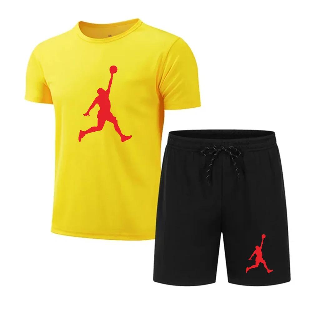 Sommermode bedrucktes Herren-Shorts-Set Schnelltrocknendes, atmungsaktives Sport-Set Kurzarm-T-Shirt-Set Herren-Jogging-Set S
