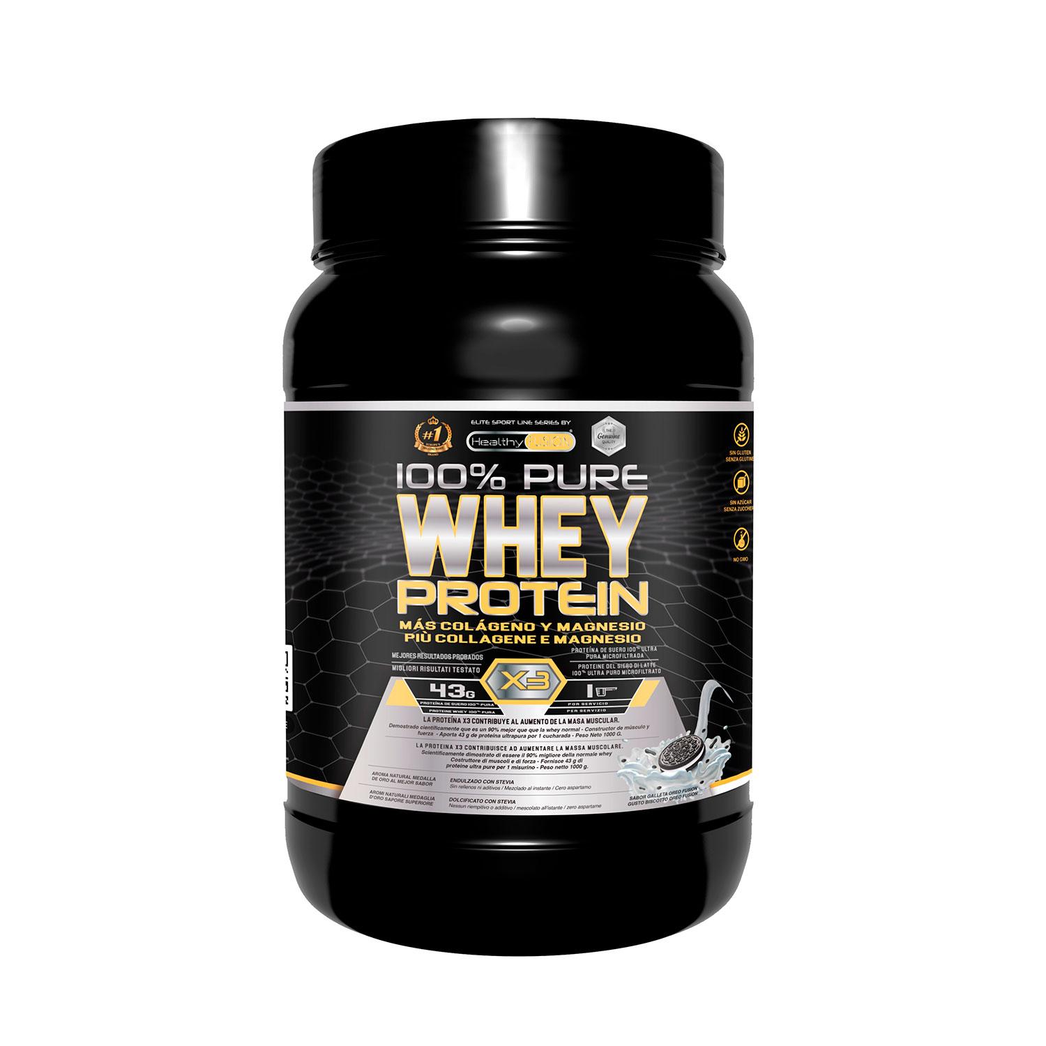 Gesundes Fusion Whey Protein | Reines Molkenprotein mit Kollagen und Magnesium | 1000 g Protein (Plätzchen)