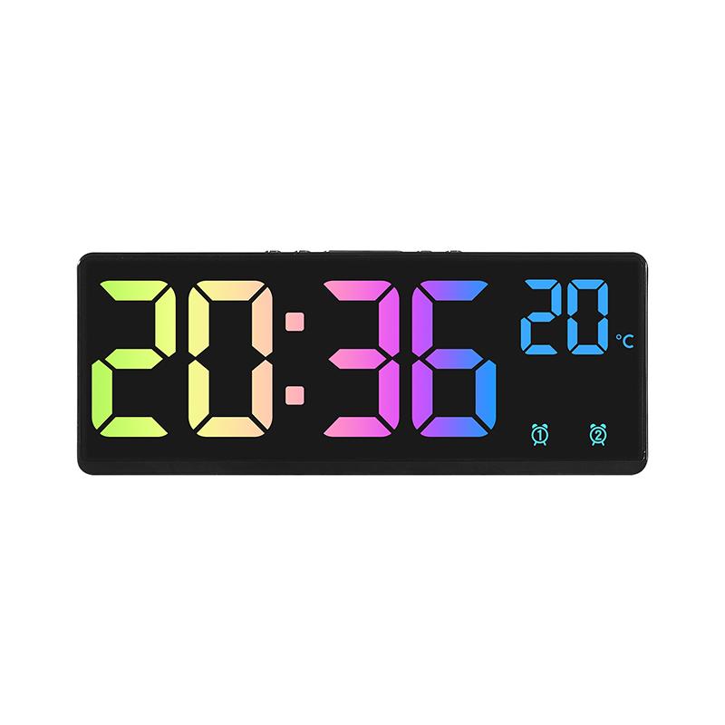 Sprachsteuerung Spiegel Wecker Digitale Temperatur Dual Alarm Snooze Desktop Tischuhr Nachtmodus 12/24H LED Uhr Uhr Acrylic schwarz/blau