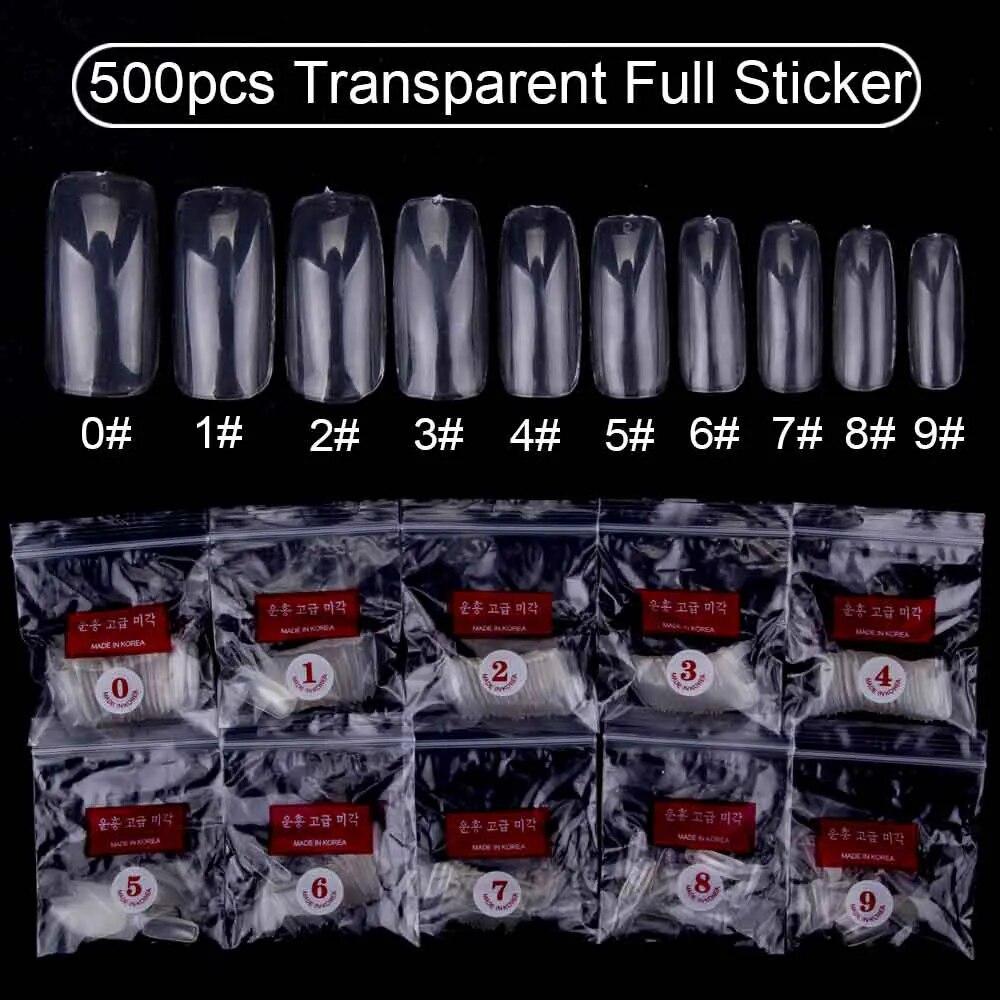 500 Teile/beutel Falsche Nagel Tipps Acryl Praxis Nagel Kapseln Künstliche Nägel Weiche Gel Volle Abdeckung Sarg Nagel Tipps Maniküre Werkzeuge Full Sticker transparent