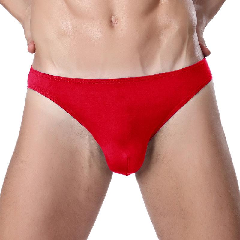 Sommer Sexy Unterhosen Modal Flexible Herren Slips Einfarbige Unterwäsche Atmungsaktive Seidige mittlere Taille Flaches Schwimmen Schnell trocknend Transparenter dünner Boxer 4XL rot