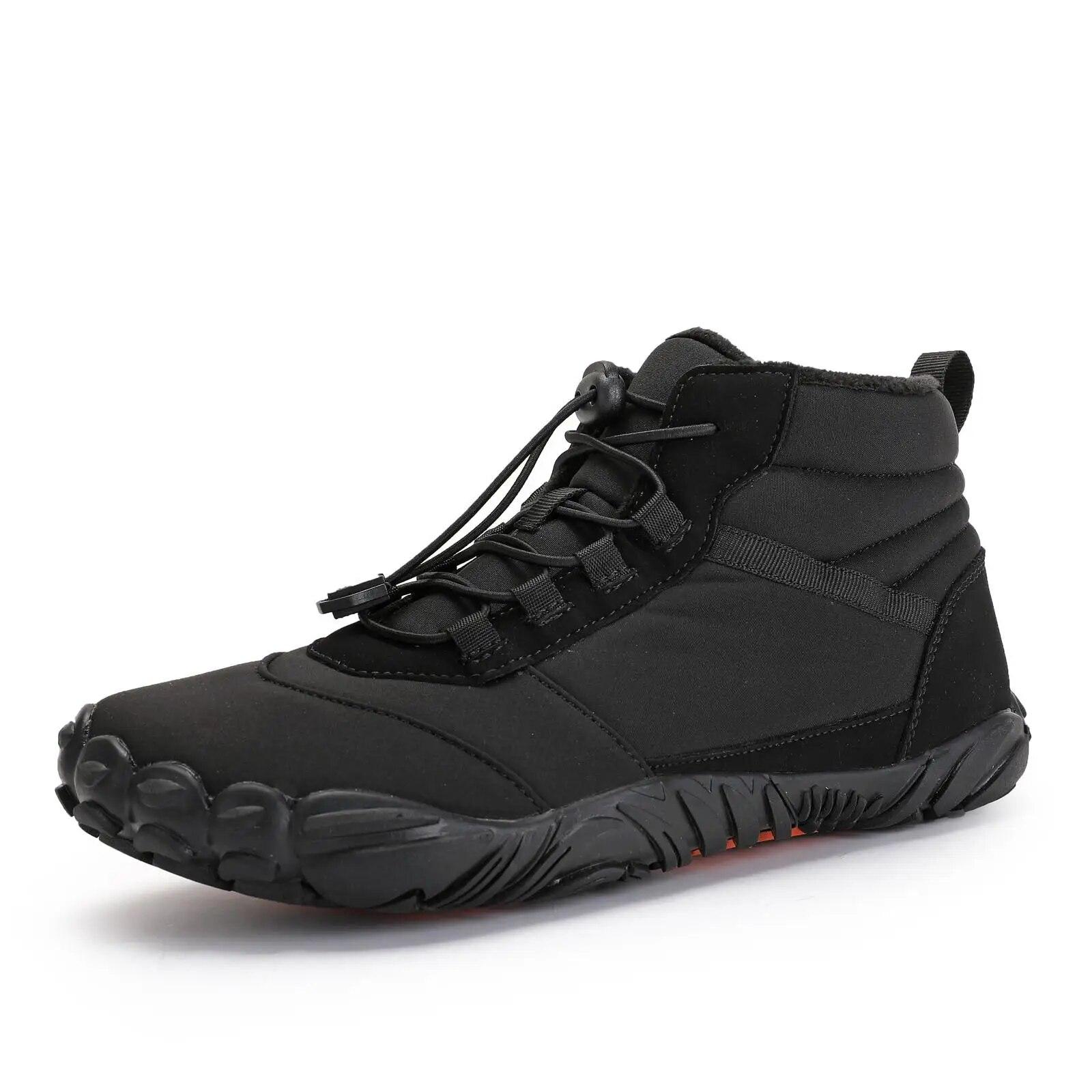 Winter Barfußschuhe Herren Wasserdichte Sneaker Knöchel Schneeschuhe Plüsch Wanderstiefel Warme Sportschuhe Große Größe 47 Schwarz 36 schwarz