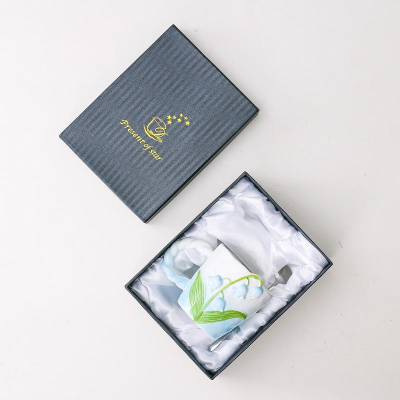 Kreative Maiglöckchen Keramiktasse Becher Wasserbecher Geschenkbox Set Feiertagsgeschenk Geschenk Hochzeitsandenken Geschenk