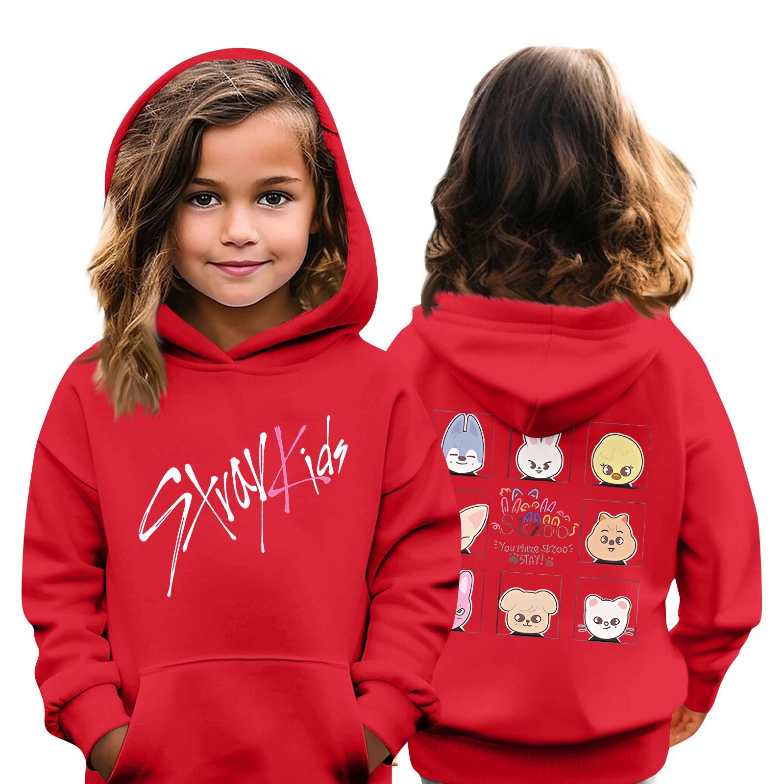 Kindermode Casual Top Stray Kids Korean Combo Printed Pullover Sweatshirt 150 rot