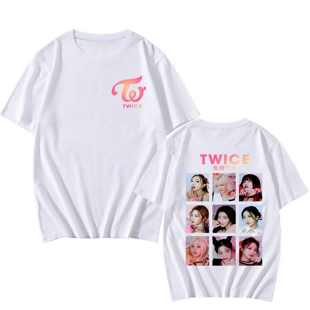 Twice Gounp T-Shirt Y2k Mode Streetwear Damen Herren T-Shirt Baumwolle Sommer Kurzarm T-Shirt Kpop Ready To Be Tops Streetwear XXL weiß