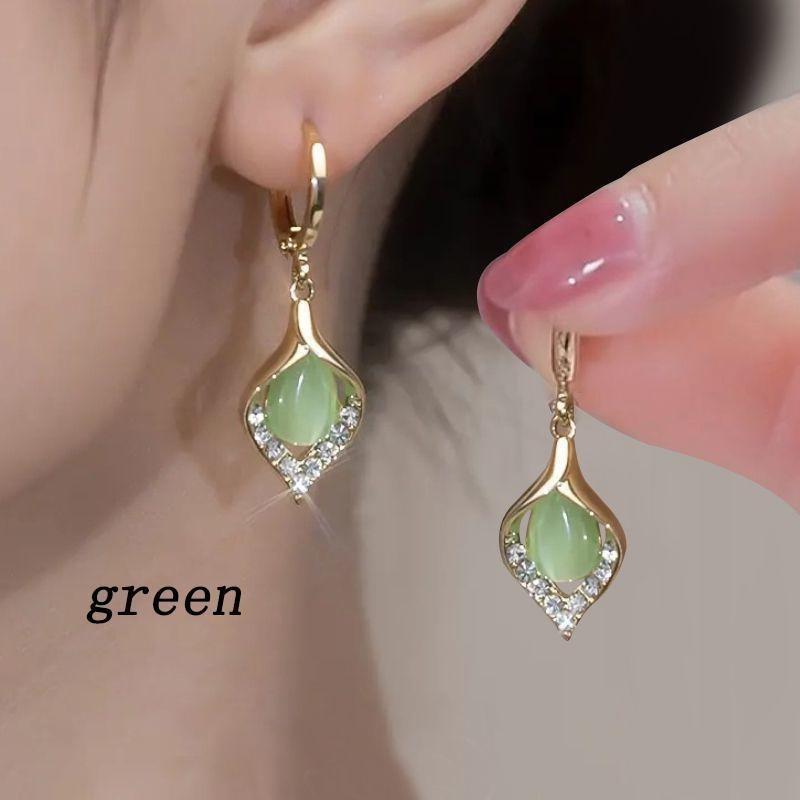 Neue Damenmode geometrische Ohrringe Temperament Tropfen Ohrringe Mädchen Geschenk Ohrringe grün