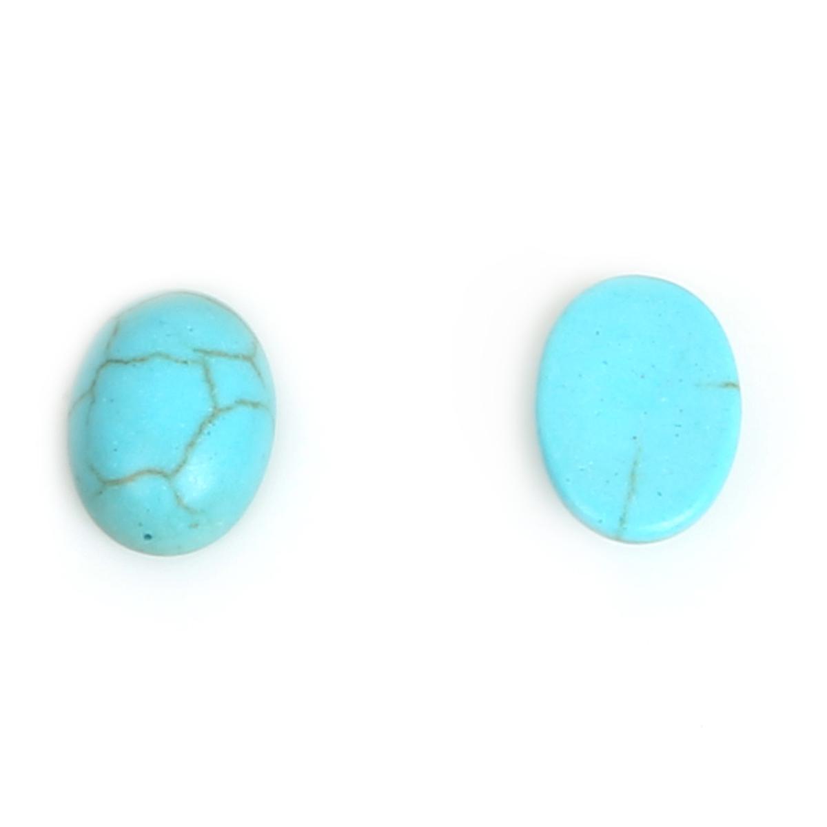 Türkise Perlen, Howlith-Stein, Cabochon-Perlen, halboval, flache Rückseite, Schmuckzubehör, passend für DIY-Ringe, Armbänder, Material 6x8mm 40pcs türkis