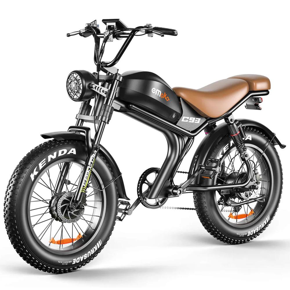Elektrofahrrad EMOKO C93 2000W Doppelmotor 23AH Akku 20  Fat Tire E-Bike mit Vollfederung Hydraulische Bremsen für Erwachsene Dual Motor braun