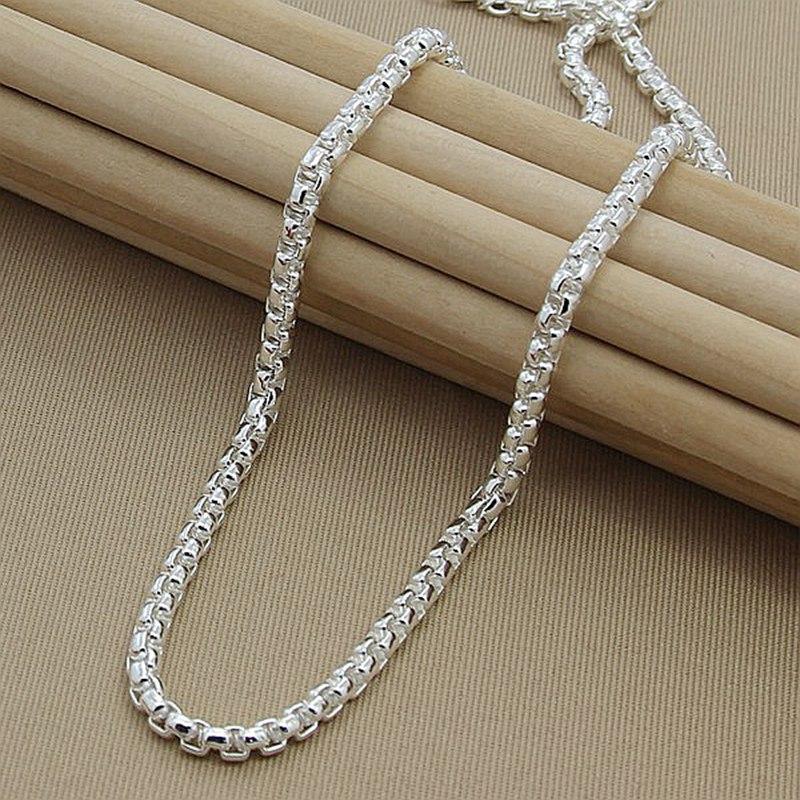 925 Sterling Silber Halskette 4mm kreisförmige Gitterkette Modeschmuck 60cm