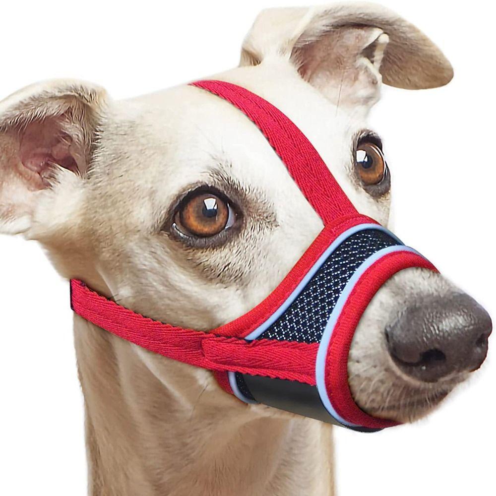 Maulkorb für Hunde aus weichem Stoff, verstellbarer Riemen, Haustiermaske, langlebiges Mundstück für kleine bis mittelgroße Hunde XXL rot