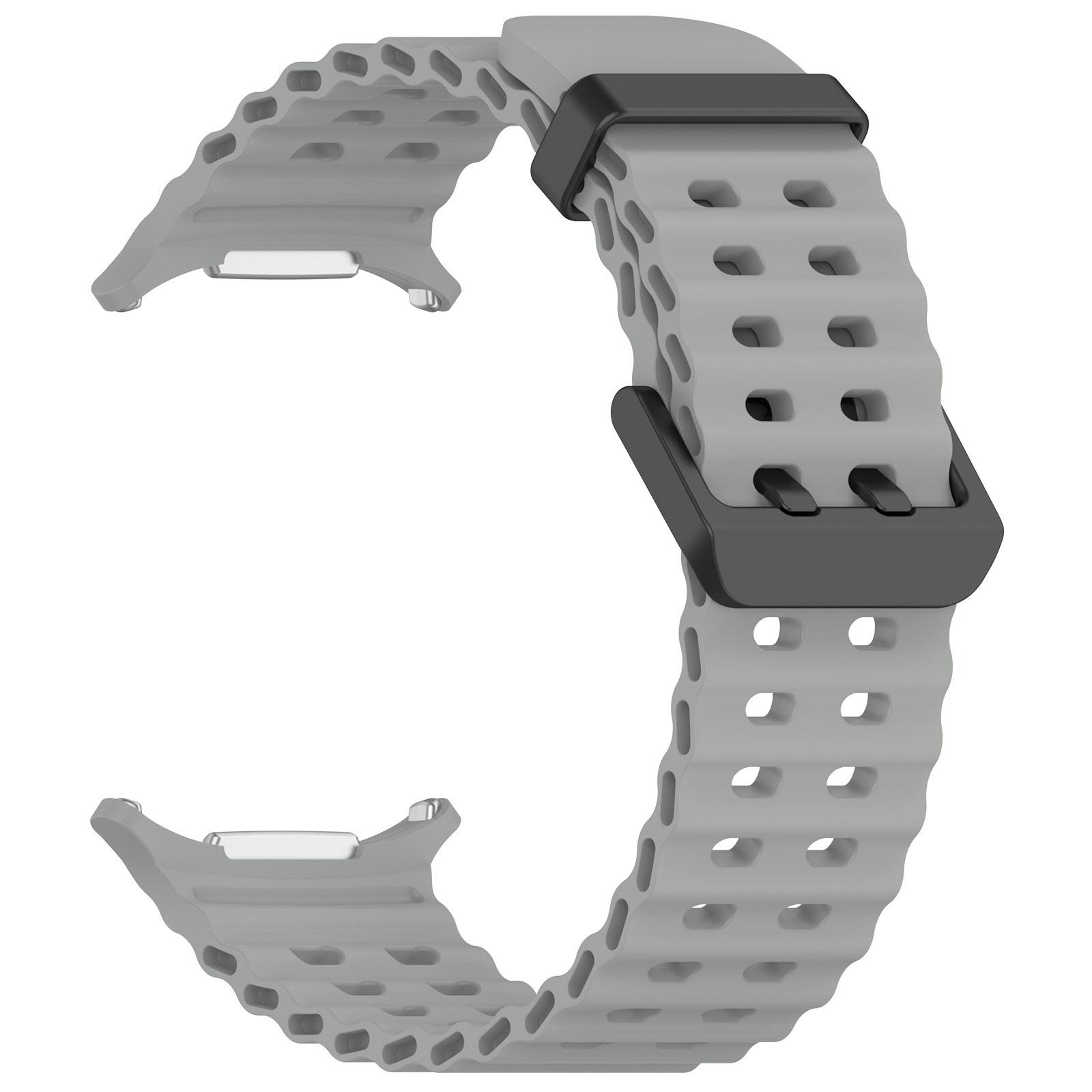 Originales Armband für Samsung Galaxy watch Ultra 47mm Zubehör Marine Silikon Sportarmband Correa Galaxy watch 7 Ultra Band Galaxy watch Ultra grau