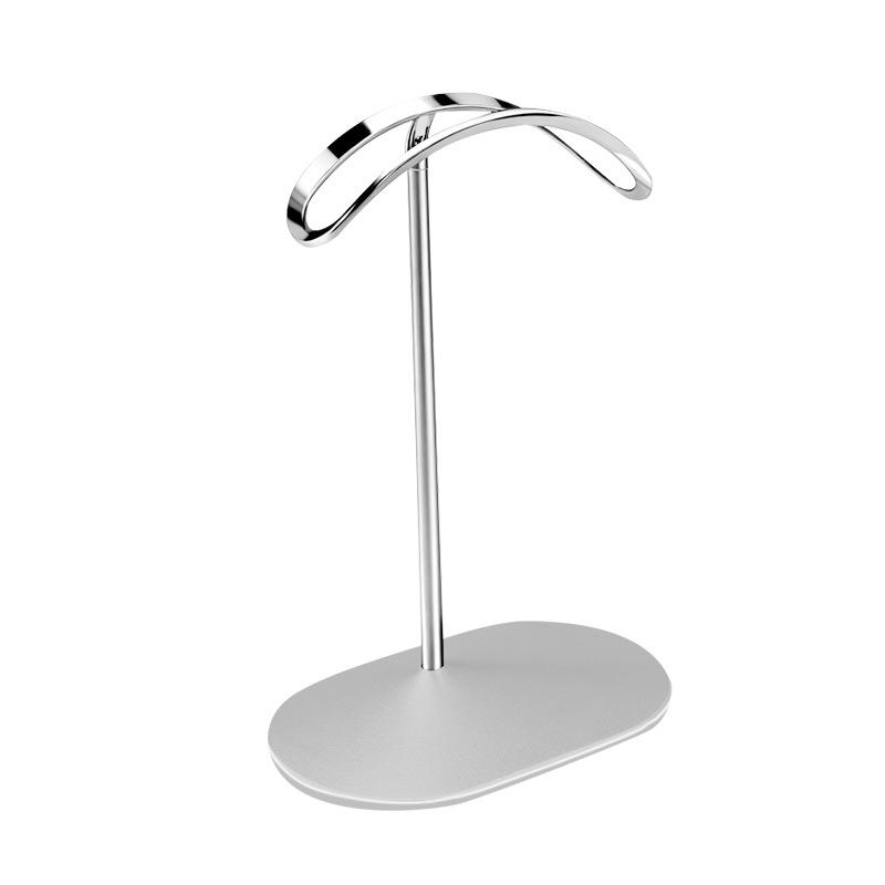 Metall Gebogener Kopfhörerständer für Airpods Max Aluminiumlegierung Headsethalter Desktop-Ausstellungsregal mit Anti-Rutsch-Basis Platzsparend silber