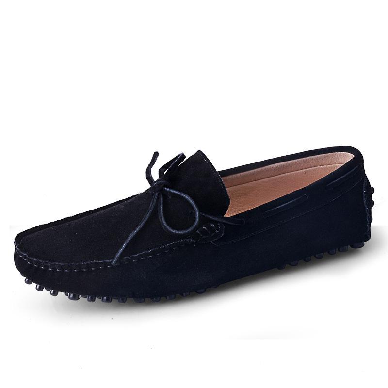 Mode Echtes Leder Herrenschuhe Nubukleder Herren Slipper Mode Übergröße Frühling Herbst Herrenschuhe Freizeitschuhe 9 Farben Größe 38-46 10.5 schwarz