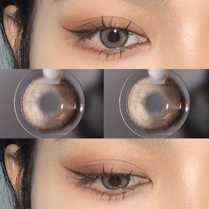 KSSEYE Kontaktlinsen, Myopie, Schönheit, weiche Kontaktlinsen für Augen, kosmetische Kontaktlinsen, Augenfarbe, Make-up, Linsenstärke, 1 Paar(2 Stück) -2.00 grau
