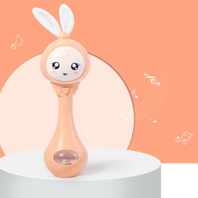 Baby Musik Blinkende Rassel Spielzeug Kaninchen Beißring Hand Glocken Mobile Infant Stoppen Weinen Reißen Rasseln Neugeborenen Frühen Pädagogisches Spielzeug 18M orange