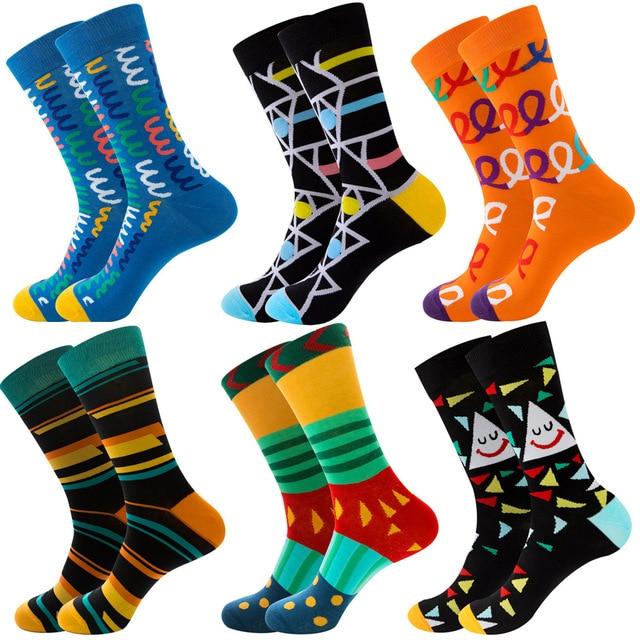 6 paare/satz Socken Männer Frauen Ölgemälde Design Baumwolle Socke Persönlichkeit Kunst Wandbild Harajuku Skateboard Weibliche Lustige Socken Frau One Size orange