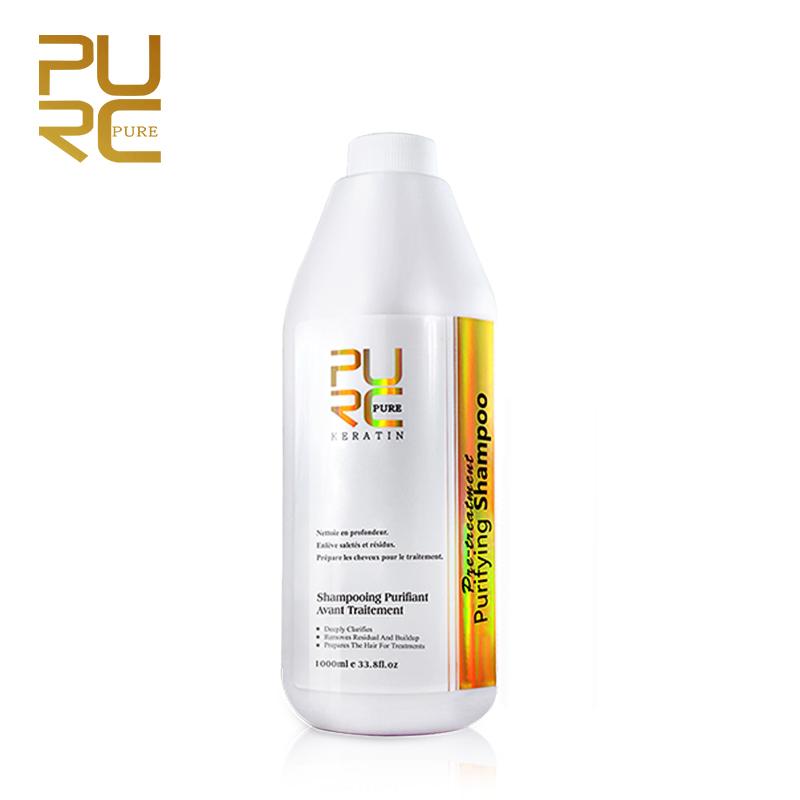 PURC 1000ml Keratin Shampoo Behandlung Professtion Glättung Haar Vor und Nach Haar Reinigung Schützen Shampoos Pflege Frauen Purifying Shampoo weiß