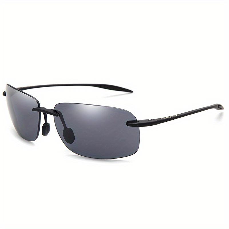 Klassische randlose Sport-Sonnenbrille für Herren und Damen, rechteckig, ultraleichter Rahmen, Sonnenbrille, Schutz beim Fahren im Freien, Sportreiten schwarz
