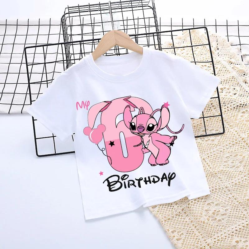 Kinder 1-9 Geburtstag Kinder T-Shirts Baby Party Nummer Shirt Kleidung Süßes Engel Tee Mädchen Junge Kurzarm Kleidung Oberteil Geschenk 140