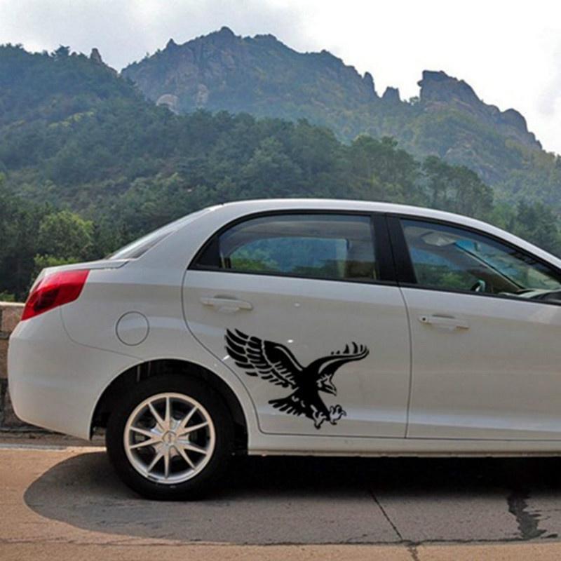 1 Stück reflektierender Adler Aufkleber Vinyl Autoaufkleber Autotür Haubenabdeckung Aufkleber Auto Styling links rechts L-right schwarz