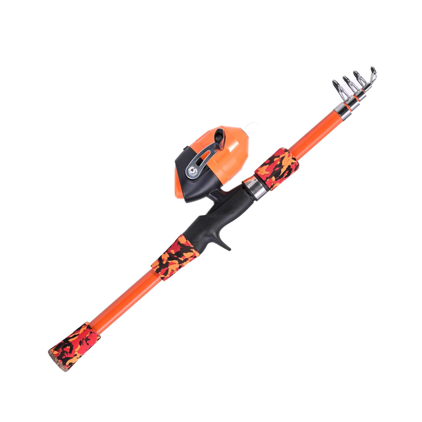 Kinder Angelrute für Kinder im Alter von 5-12 Teleskop Angelrute und Rolle Combo Spinning Kinder Kind orange