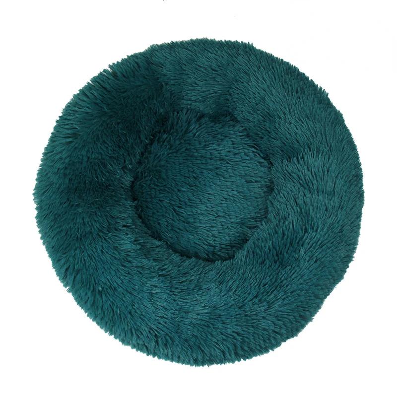 40–80 cm, rundes Haustierbett für große Hunde, superweiches Katzenbett, langes Plüsch-Hundehaus für mittelgroße Hunde, warmes Winterschlafbett Diameter 80CM cyanblau