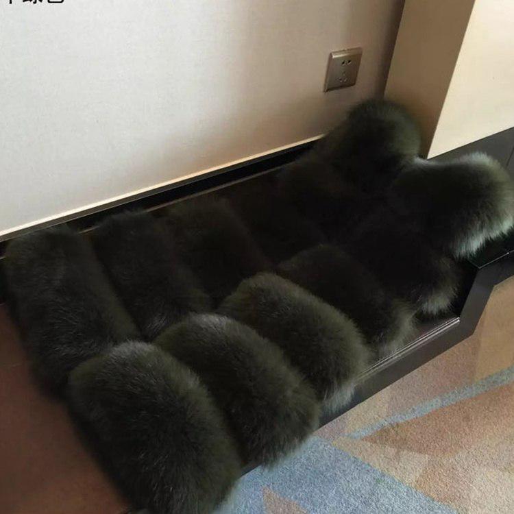 Faux Fuchs Pelz Weste Frauen Weste Lange Schlanke Gefälschte Pelz Mäntel Pelz Gilet Warme Pelz Mäntel Frauen XXXL armee grüne