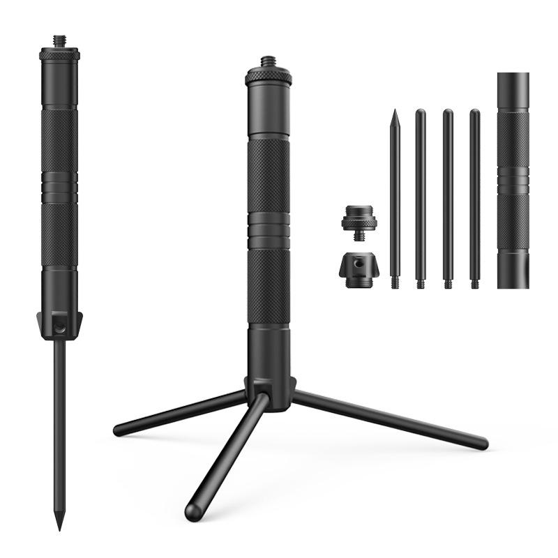 Aluminium Laterne Ständer Camping Lampe Pole Faltbare Licht Unterstützung Halter Lampe Halterung Kamera Telefon Stativ schwarz
