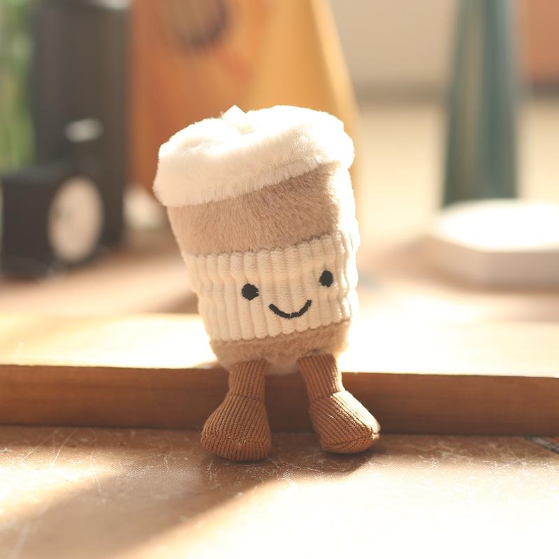 Niedliche und lustige Milchteetasse Kleiner Anhänger Plüschtiere Puppe Taschenanhänger Dekoration Schlüsselanhänger Puppe Puppe Puppe 12Cm