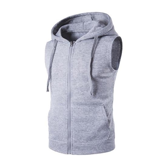 Herren Sommer Weste Jacke Mit Kapuze Kordelzug Ärmellos Reißverschluss Knopfleiste Weste Mantel Einfarbig Taschen Reißverschluss Knopfleiste Weste L licht grau
