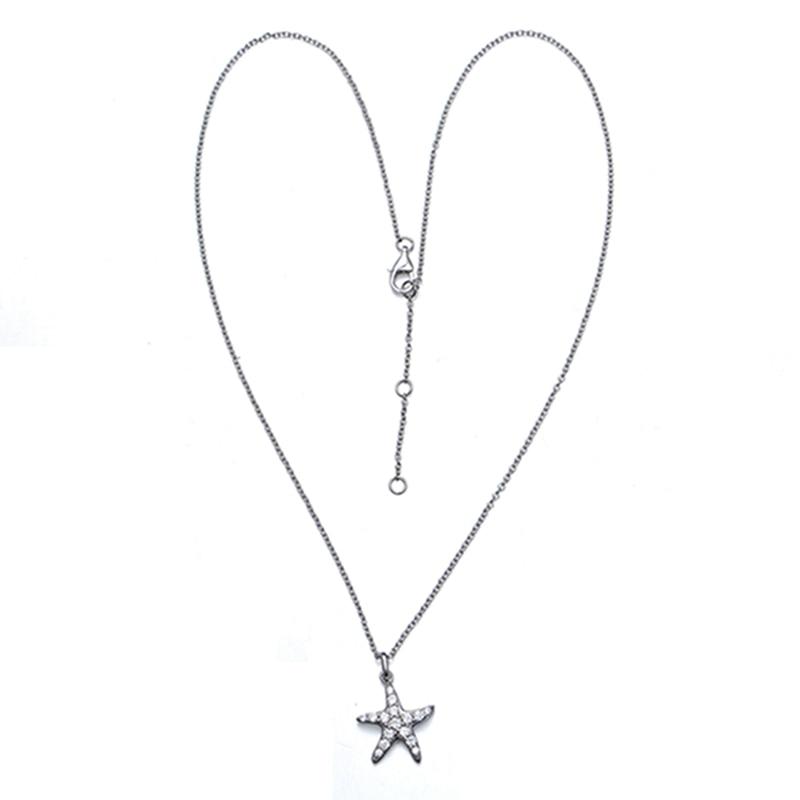 Lovans Damen S925 Halskette für Damen 's Halskette Klassische Silber Seestern Anhänger Halskette Niedlicher Hochzeitsschmuck Er1397 gray