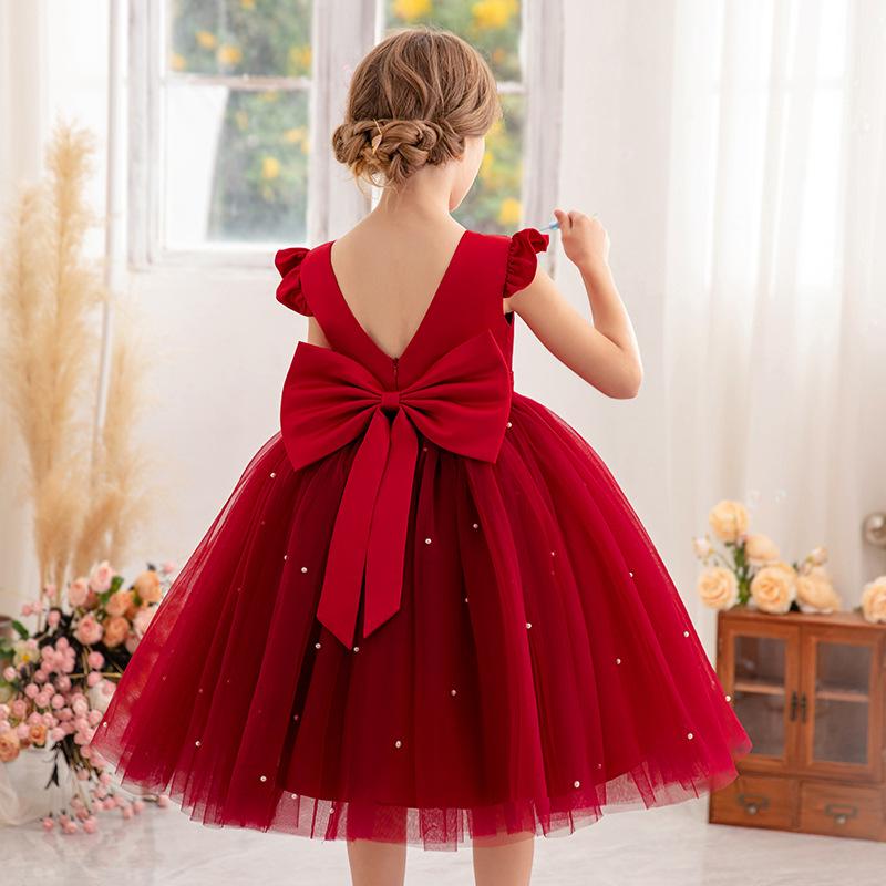 Kinderkleider für Mädchen Kleidung Kinderkleidung Fee Prinzessin Mädchenkleid Tanzkleidung Bühne Party Spitze Cosplay Kostüme 120 bordeaux