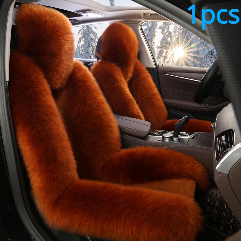 1PC Schaffell Fell Auto Abdeckung Universal Wolle Auto Kissen Vorne Auto Sitz Abdeckung Auto Zubehör Auto Auto-styling auto Innen Weihnachten Geschenk Seat cushion sets of braun