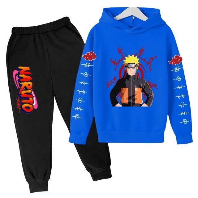 Naruto Hoodie Kinderkleidung Jungen Hoodies Avatar Kakashi Harajuku Lose Sweatshirts Top Herbst Frühling O-Ausschnitt Kinder Pullover Sets 130 black