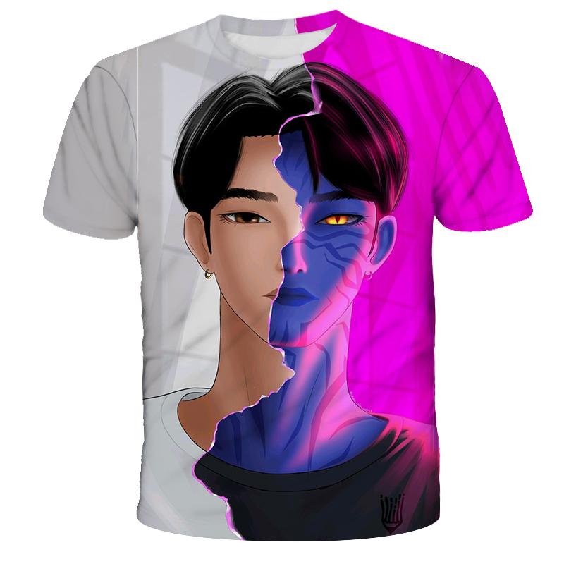 KPop Dämonenjäger Tiger Girls Boys T-Shirt K-Pop Dämonenjäger Kinderbekleidung T-Shirts Niedliches Cartoon-Print T-Shirt Tops 110 black