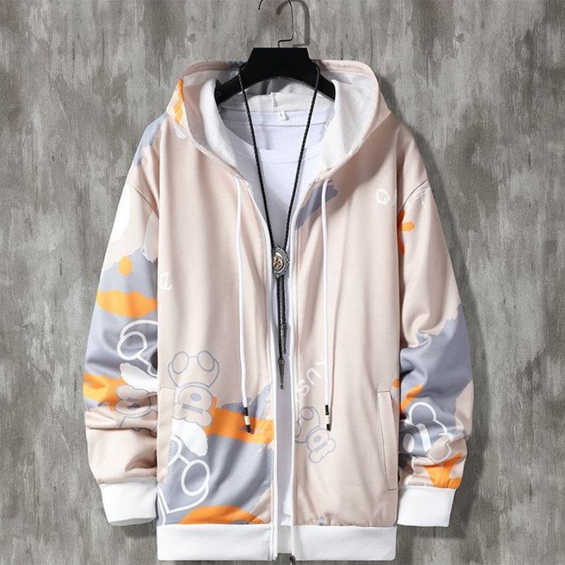 Jacke Herren Frühling und Herbst Trend Reißverschluss Kapuzenpullover Herren Jugend Sportbekleidung Große Größe Lose Top XXXL