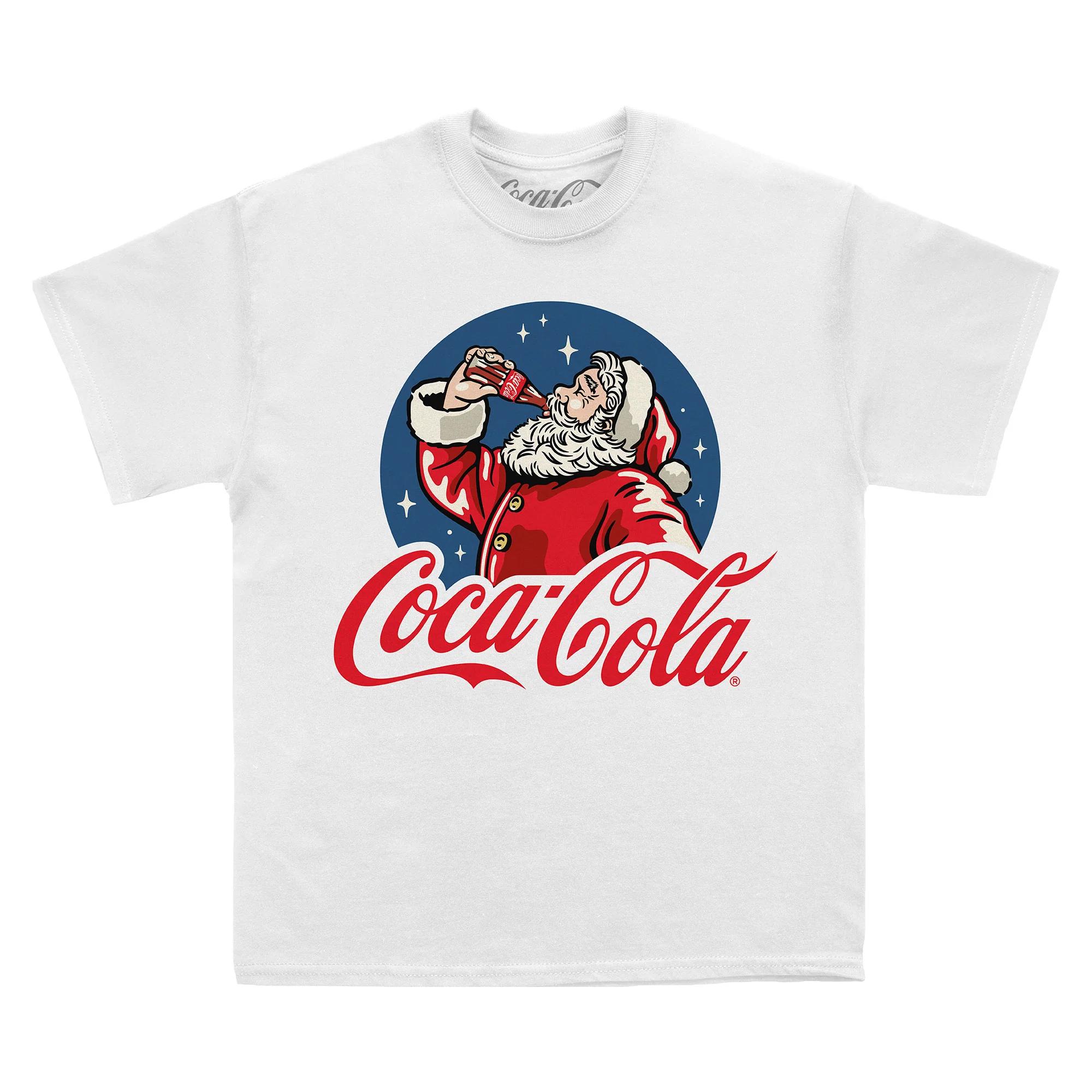 Coca-Cola Unisex-T-Shirt für Erwachsene mit trinkendem Weihnachtsmann XL weiß
