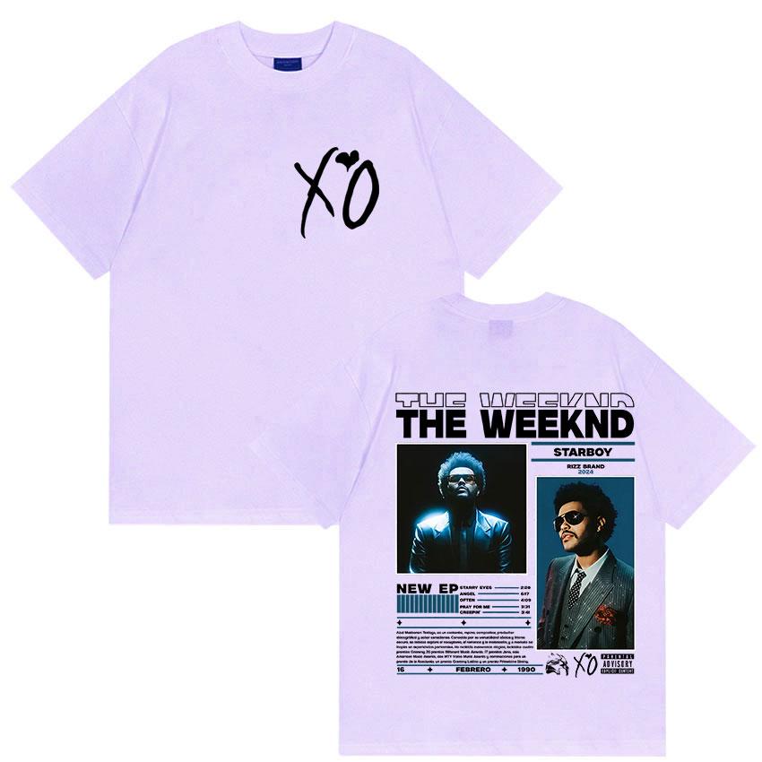 Rapper THE WEEKND STARBOY XO Tour 2026 Retro Grafik T-Shirts Herrenmode Hip Hop Oversized Baumwoll-T-Shirt Mann Fans Streetwear L licht lila