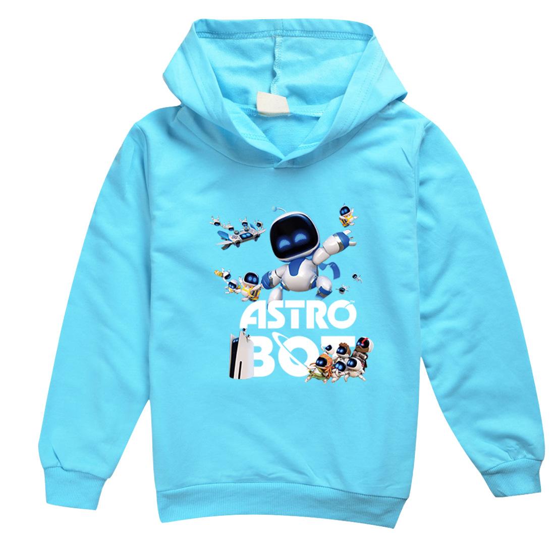 2025 Spiel Astro Bot Hoodie Kinder Comic Kleidung für Teenager Mädchen Pullover Langarm Mäntel Jungen Weiche Stoff Oberbekleidung Kinder Kleidung 110 blue