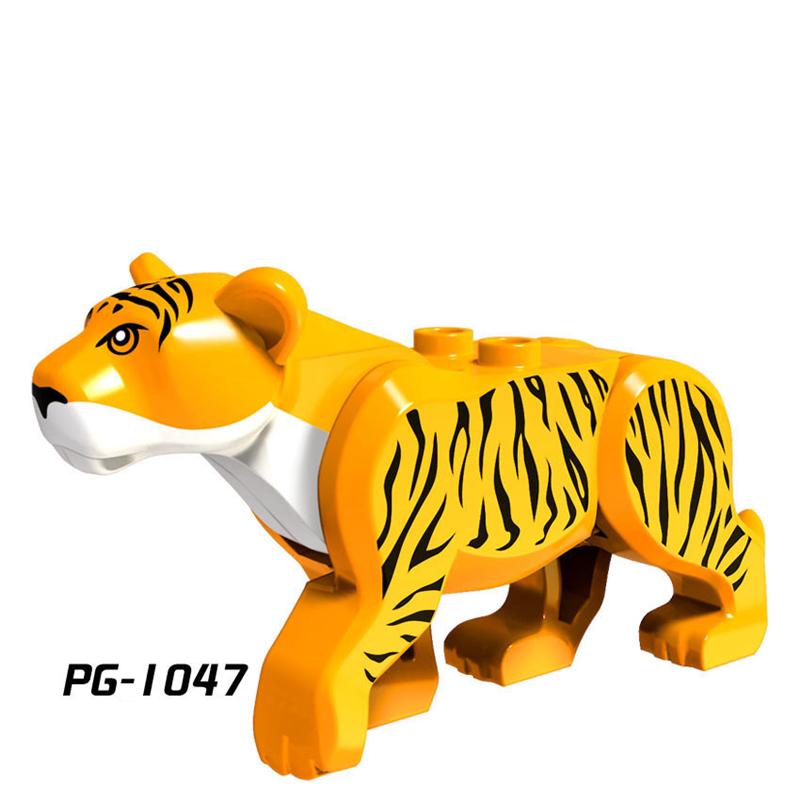 Dschungeltiere Serie Bausteine Gelber Tiger Weißer Leopard Wilder Puma DIY Steine Dekor Spielzeug für Kinder Weihnachtsgeschenke yellow