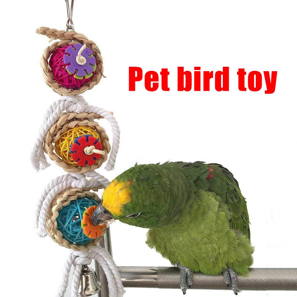 Haustier-Vogelspielzeug – Vogel-Papageienspielzeug, Hängeglocke, Haustier-Vogelkäfig, Schaukelspielzeug, Hängespielzeug für kleine Sittiche, Nymphensittiche One Size gray
