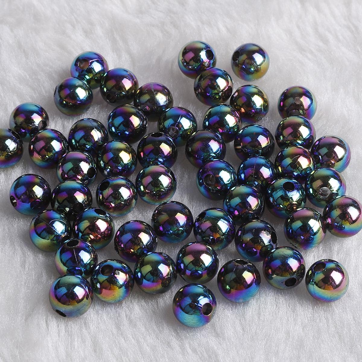 DIY Modeschmuck Zubehör 6MM-12MM Acrylperlen Runde Form 23 Farben Armband Abteilung Spac 8mm 50pcs schwarz