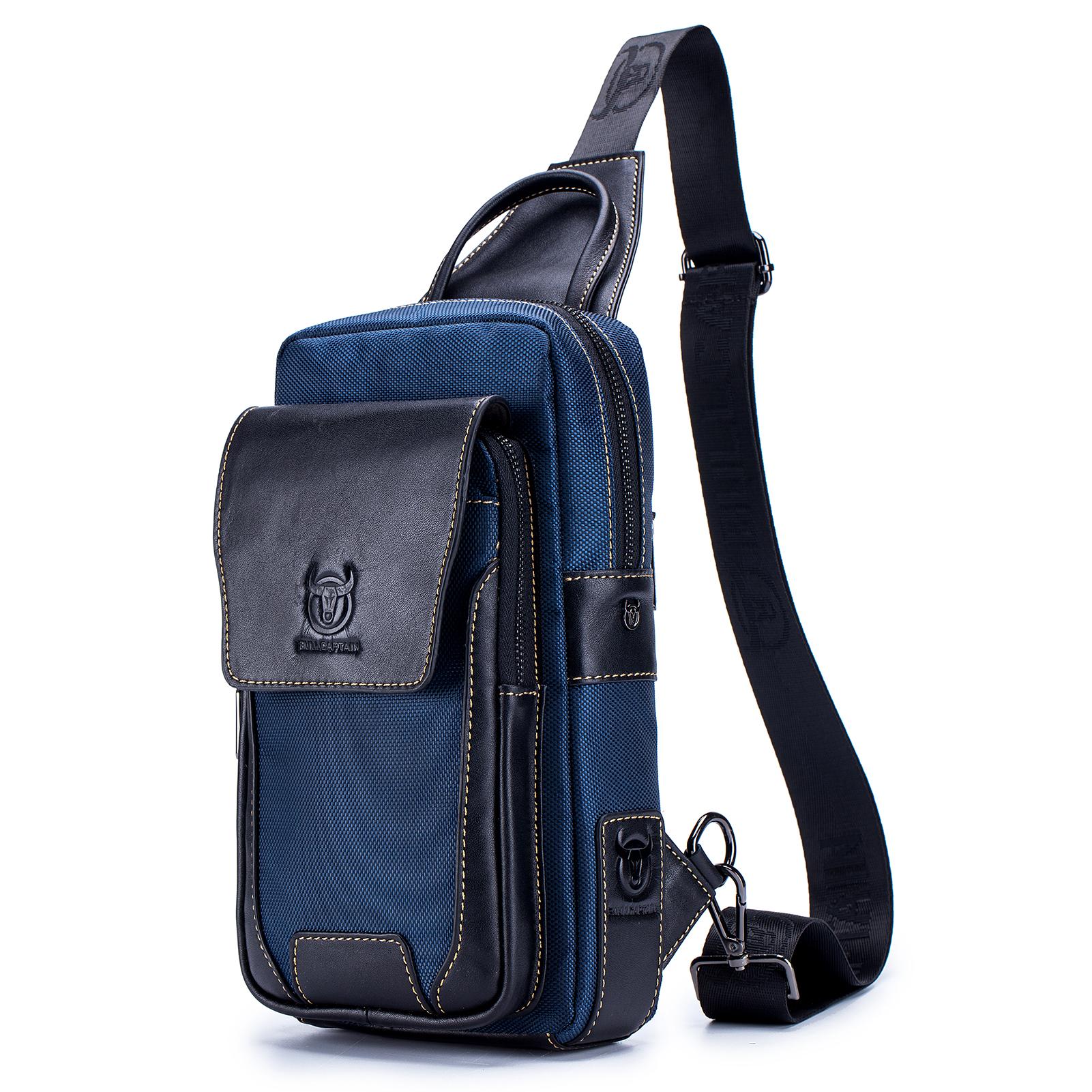 Männer Leder Sling Bag Casual Brust Tasche Pack Umhängetasche Sling Rucksack Reise Schulter Rucksack