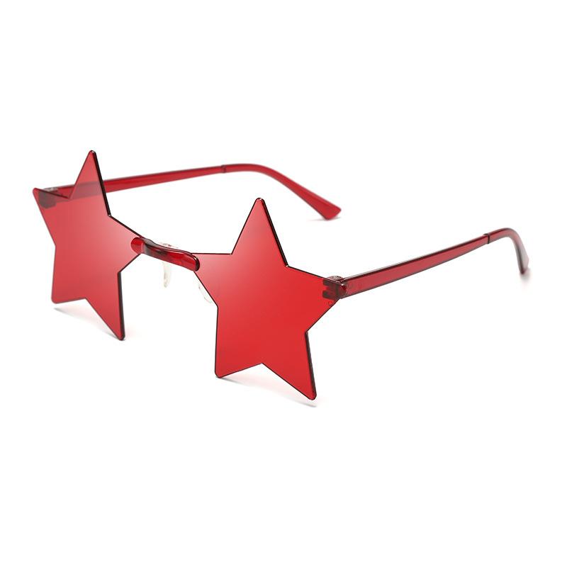Neue kreative Stern Brille Candy Farbe Männer Unisex Frauen randlose Schattierungen Persönlichkeit Party Mode Brille Sonnenbrille gut gemacht Red