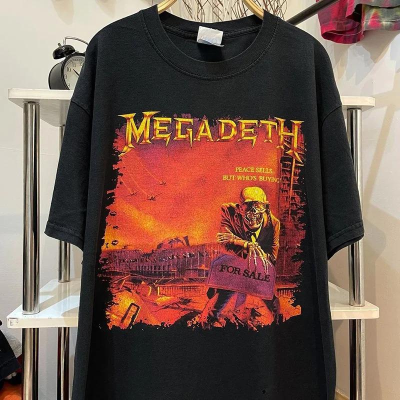 Megadeths T-Shirt Lässig Flammender Vic Herren Damen T-Shirt Grafik Oversized Streetwear Sportoberteile Atmungsaktiv Bequem Streetwear M grün