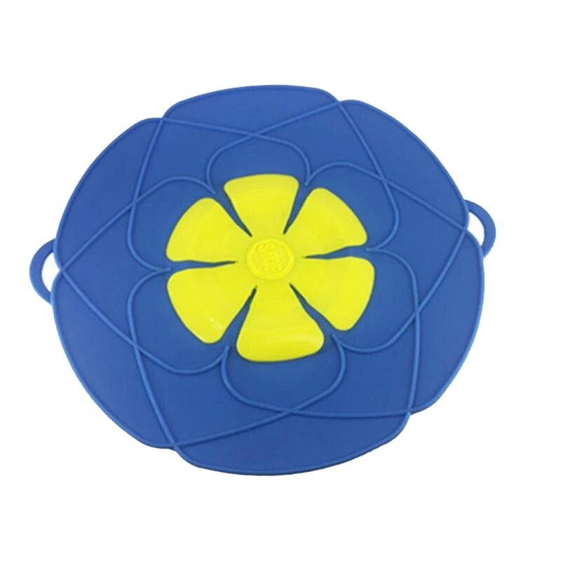 Silikondeckel, Überlaufstopper, Abdeckung für Topf und Pfanne, Küchenzubehör, Blumenform, Kochgeschirr, Kochutensilien, Küchenhelfer blau