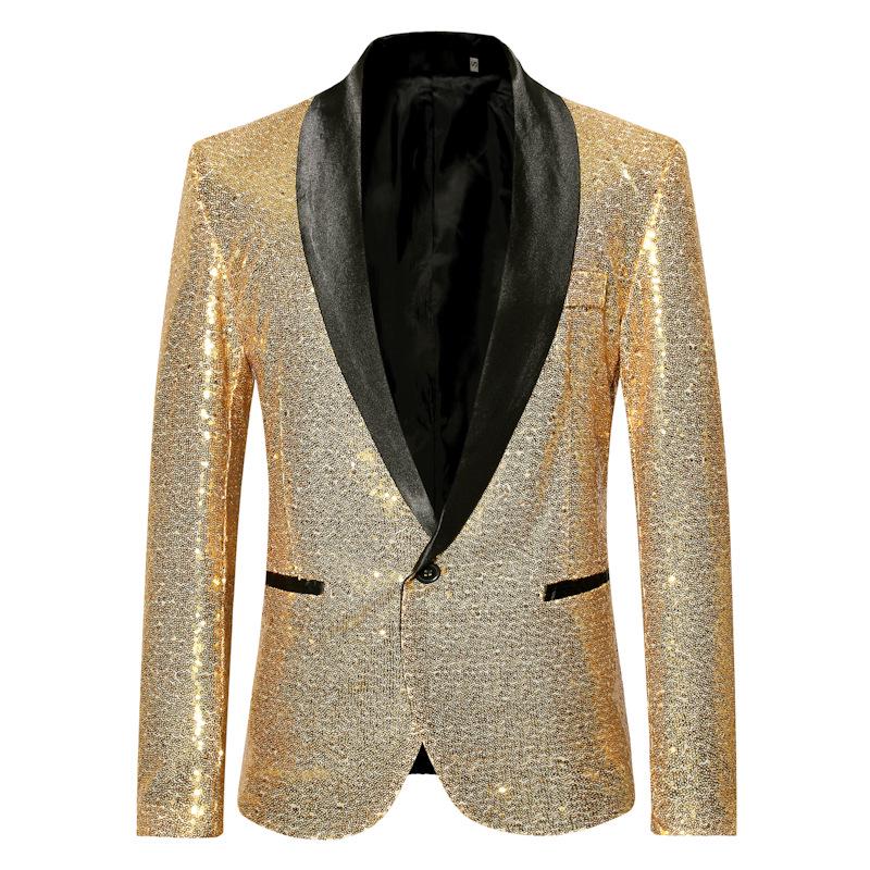 Herrenbekleidung, stilvoller formeller Anzug, Herrenanzug, Business-Büro, Hochzeitsanzug, Jacke, Blazer S gold